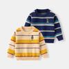 Fashion Striped Boys Sweater 2024 Autumn and Winter Children's Embroidered Bottom Shirt Baby Sweater