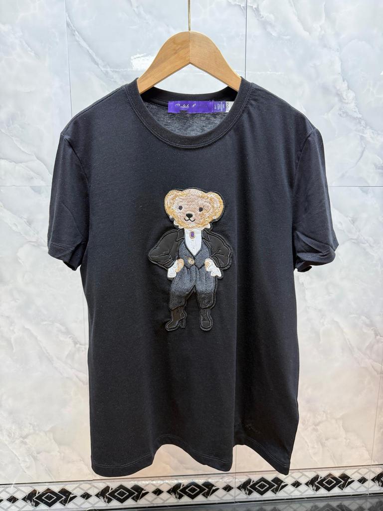 Высококачественная унисекс повседневная футболка Ralph с вышивкой медведя - с коротким рукавом, удобная, универсальная.