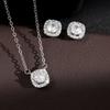 ZAKOL Fashion Yellow White Cubic Zirconia Square Stud Earrings Necklace Set for Women Shinny Round Crystal Wedding Jewelry SP314
