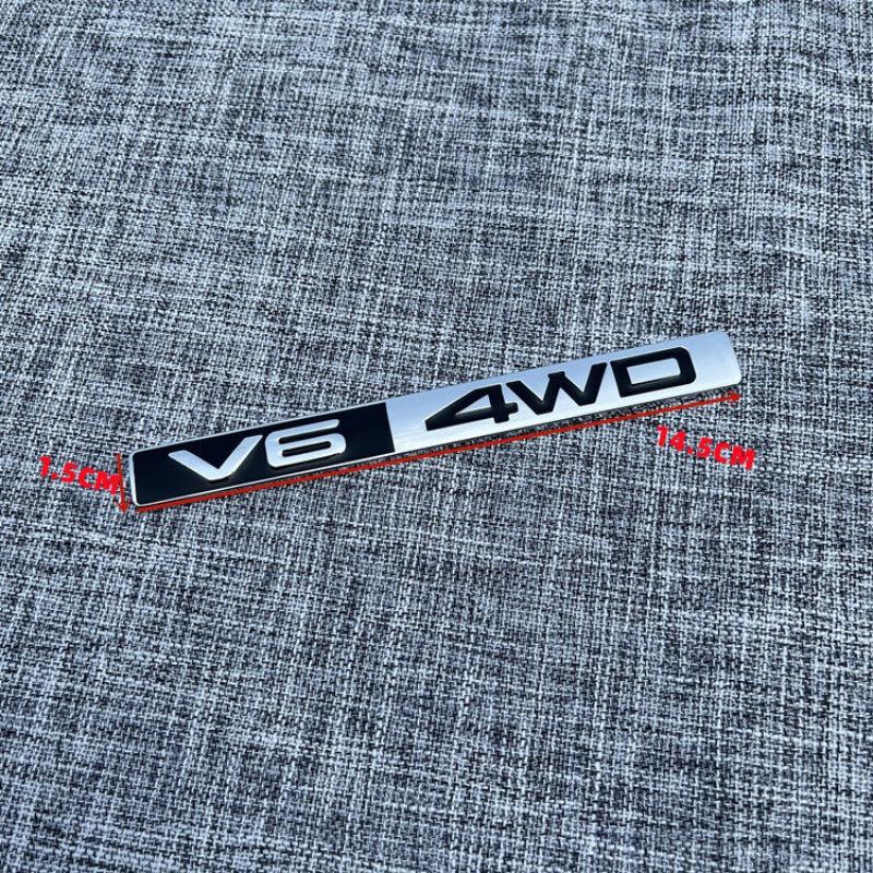 Car V6 4WD Personalized Modification Metal Label Sports Racing Performance Label Rear Label Decorative Label Car Sticker