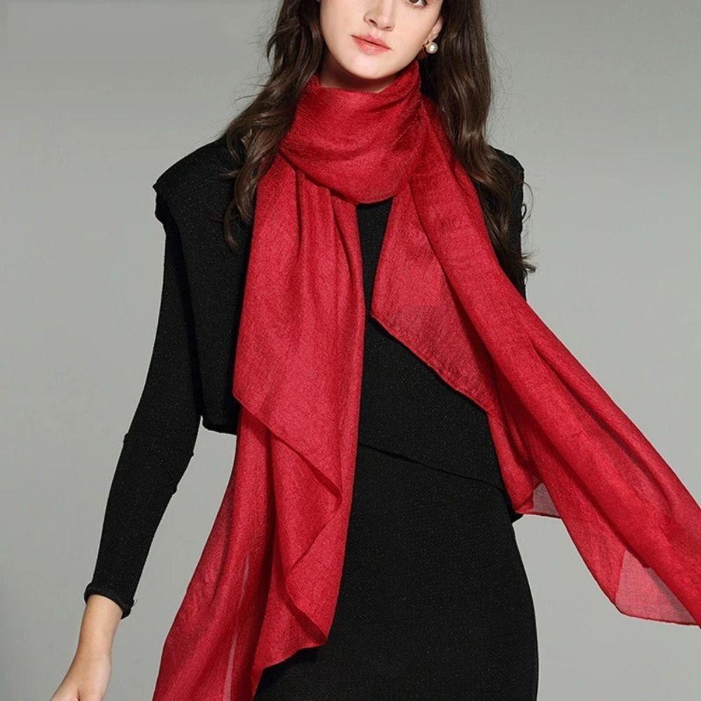 Pure Color Women Plain Scarf Head Wrap Plus Size Hijab New Female Sunscreen Shawl