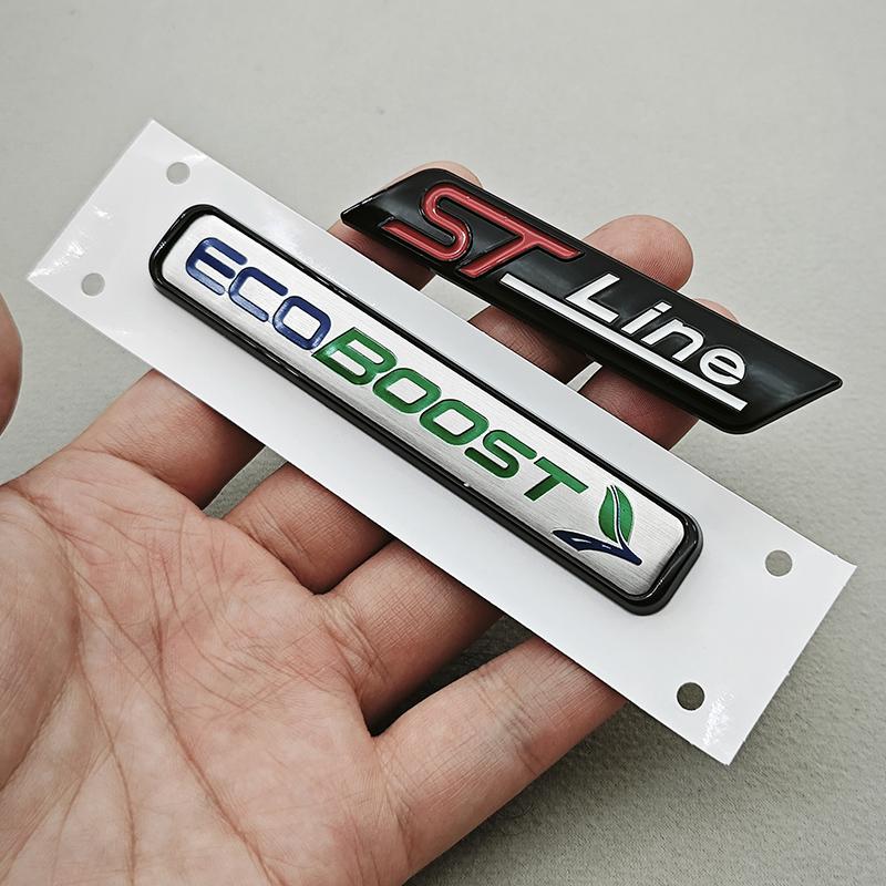 3D ABS Car Sticker Logo ST Line ECOBOOST 4WD Logo Rear Trunk Badge Fender Side Emblem Decals For Ford Focus Fiesta Mondeo etc QY2