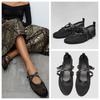2024 Woman Ballet Flats Mary Janes Shoes Black Mesh Hollow Trendy Buckled Crossover Flat Shoes Fashion Simple Women's Flat Shoes