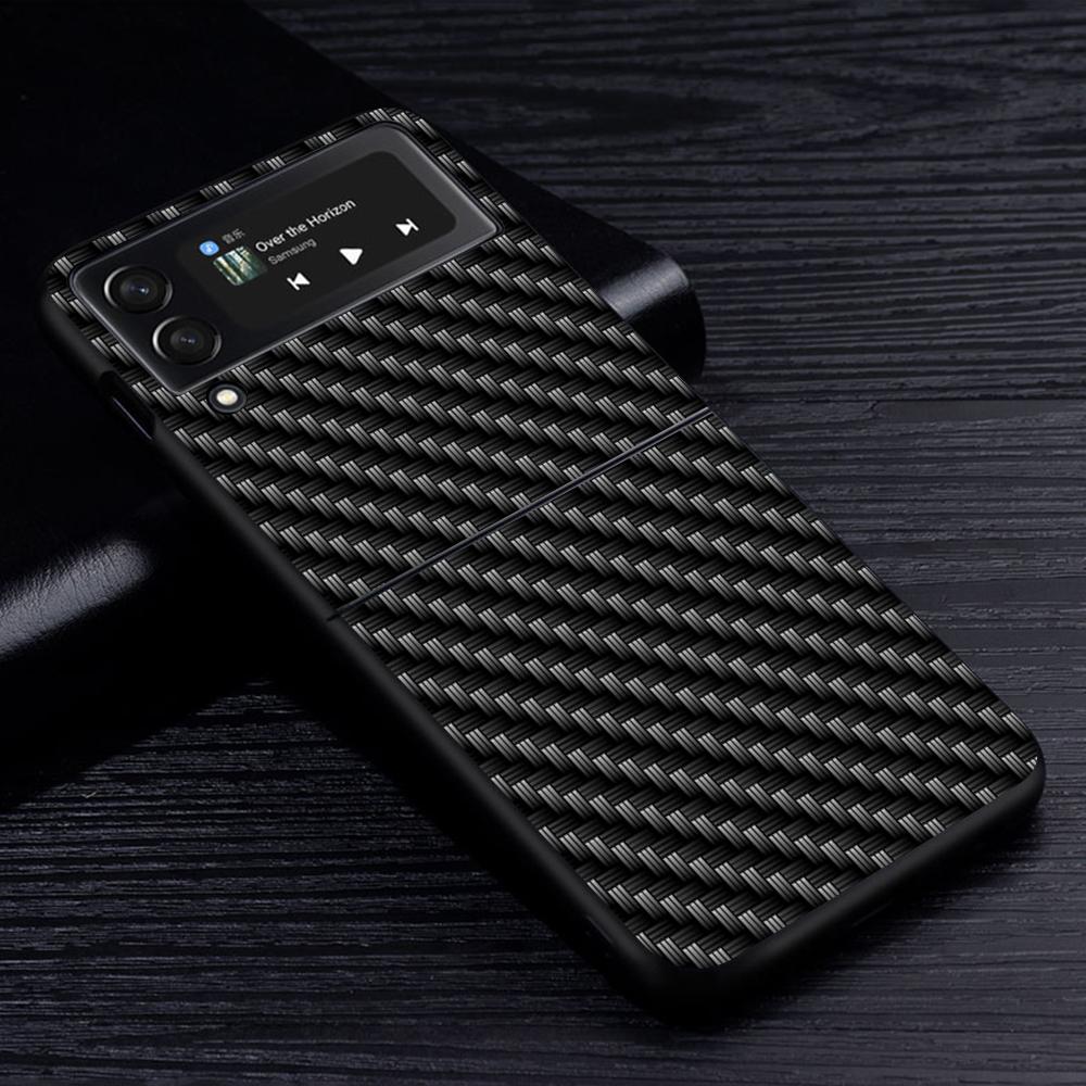 Чехол для мобильного телефона Samsung Galaxy Z Flip4 Flip3 5G черный чехол Z Flip 3 жесткий ПК роскошный чехол Zflip3 Funda Capa Car Carbon Fibre