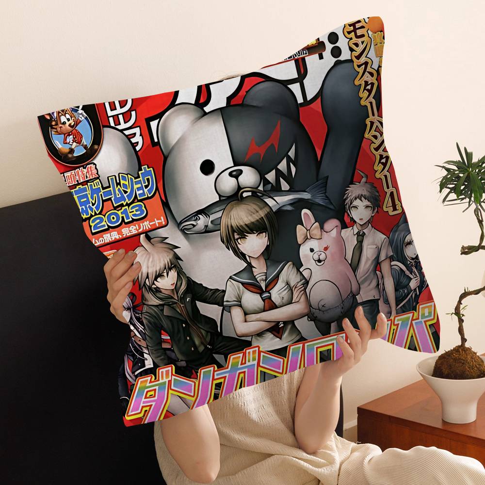 Классическая аниме-подушка Danganronpa Подушка для аниме Подушка для дивана Подушка для изголовья кровати Наволочка Чехол для подушки 45x45 см Модная