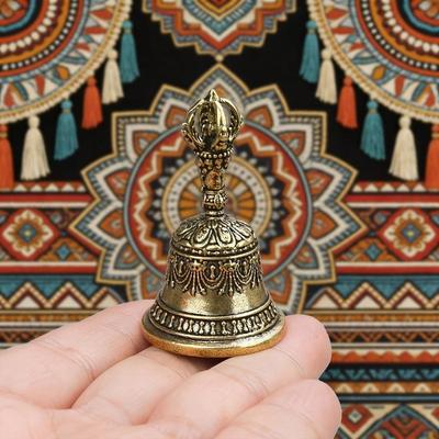 Элегантный ретро бронзовый ручной работы металлический музыкальный колокольчик часы исцеляющий латунный ручной колокольчик латунные колокольчики украшения винтажный латунный колокольчик с классическим алмазным узором