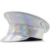 Summer Hat PU Leather Laser Hats Waterproof Sunscreen Leather Beret UV Protection Flat Caps Party Hat Cosplay Show