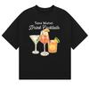 Jus De Boisson Glacée Verre À Vin Photo T-shirts Américains Pour Hommes Et Femmes En Pur Coton Women Clothing Y2k Kpop