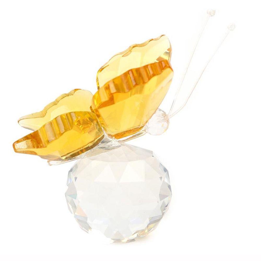 Paperweight Table Ornaments Glass Craft Crystal Butterfly Figurine Crystal Ball Glass Miniature