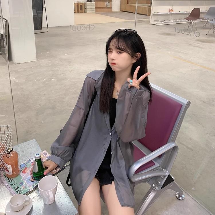 1116 pearlescent sunscreen clothes women's shirt jacket new spring and summer thin breathable super fairy chic cardigan top