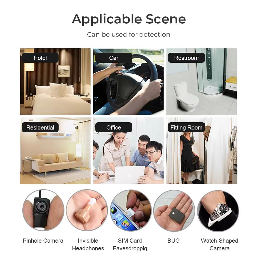 K88 Детектор скрытых устройств Светодиодный дисплей Анти-детектор скрытых камер Охотник за GPS-жучками Мини-камера Сканер радиочастотных сигналов Искатель камер