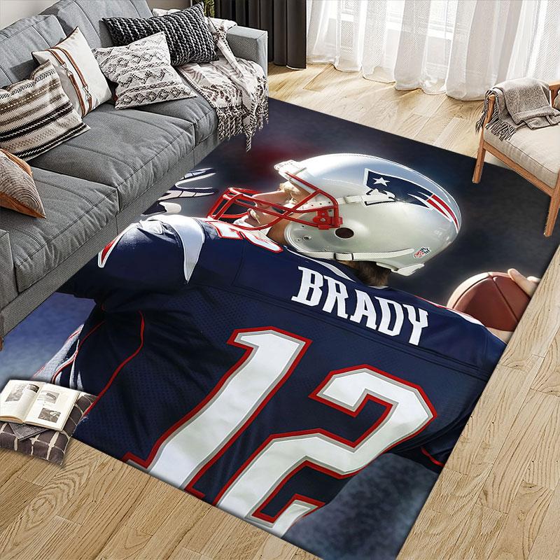 Brady Flannel Printed Carpet, Home Sofa Decoration for Living Room & Bedroom, Non‑Slip Play Flannel Floor Mat for Game Room