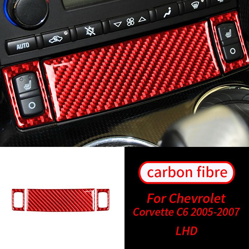 Для Chevrolet Corvette C6 2005-2007 3 шт., ящик для хранения из настоящего углеродного волокна, кнопка обогрева сиденья, панель, отделка салона автомобиля