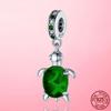 Summer New 925 Sterling Silver Blue CZ Sea Turtle Tortoise Charm Pendant Fit Fashion Bracelet Original DIY Charms Beads Jewelry