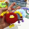Schoolbag Accessories Sausage Mouth Creature Plush Keychain, Cartoon Fuzzy Ball Keyring Pendant, Bags Pendant Decorative Keychain for Handbags Purses