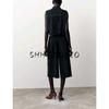 Contrast Color Thread Straight-leg V Neck Vest Jacket 8333723 Pleated Belt Minimalist Casual Pants 8288723