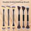 Dual-ended Makeup Brush: Soft Bristle Foundation, Contour, Powder & Flame Brush for Multi-functional Beauty Use