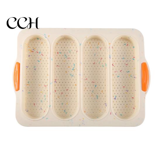 Bread Baking Mold 4 Grids Food Grade Baguette Tray Indoor Silicone Anti-scalding for Restaurant