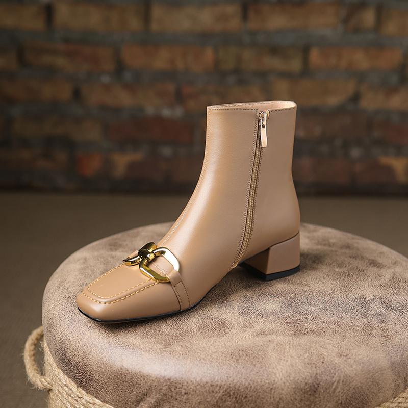 Осенние женские ботильоны из натуральной кожи с бахромой, на молнии, на толстом каблуке, с квадратным носком, с цепочкой и кисточками, модные женские современные ботинки