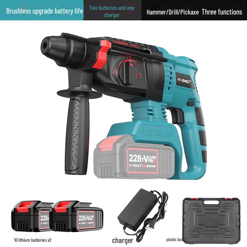 21 В бесщеточный аккумуляторный электрический перфоратор, мощный беспроводной ударный инструмент по бетону, литиевый электрический отбойный молоток двойного назначения