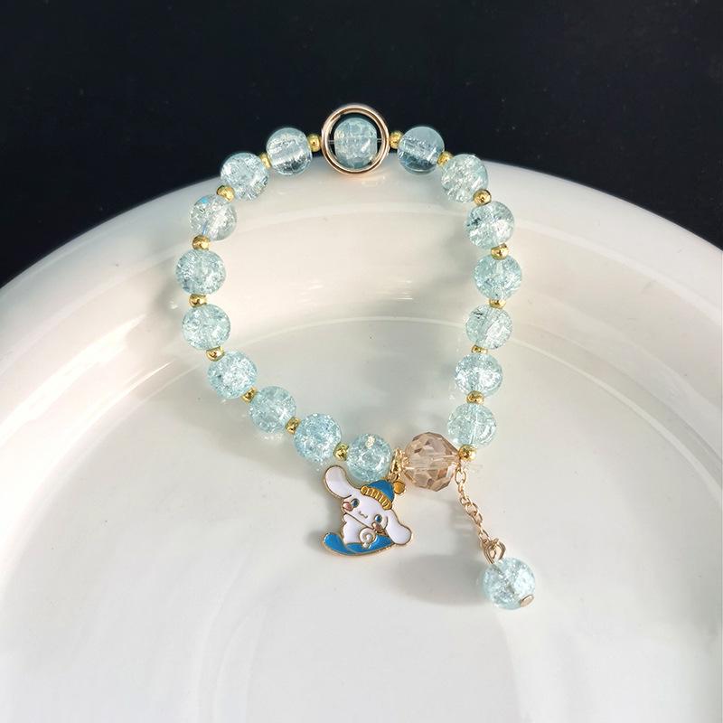 Браслет из бисера и кристаллов Sanrio Popcorn: Мультяшный брелок «Клубничный медведь и Куроми» - Идеальный рождественский подарок для лучших подруг