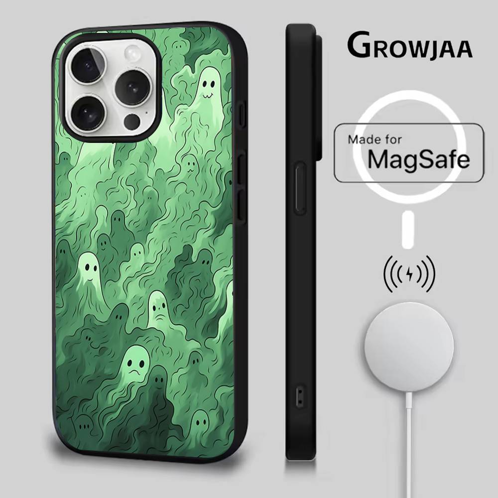 Милый чехол-призрак для iPhone 16e, 16, 15, 14, 13, 12, 11, Plus, Pro, Max, Mini, с магнитной беспроводной зарядкой Magsafe