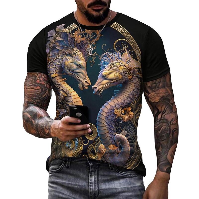 Colorful Animal 3D Printed T-shirt Men Women Summer Casual Cat Dog T Shirts Kids Oversized Round Neck Short Sleeve Tee Tops