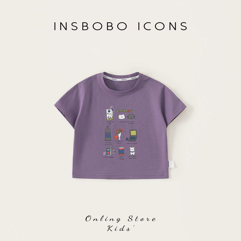 Insbobo Kidsren's Short-Sleeved Girls' Tops 2026 Summer New Style Boys' T-Shirts Baby Summer Clothes Casual Kidsren's Clothing Trendy