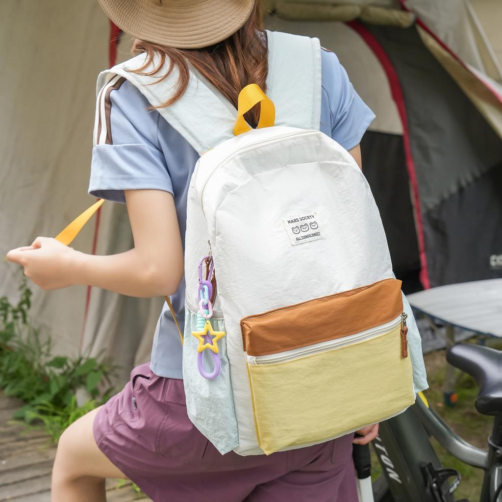 Schoolbag Multifunctional dual-purpose backpack Women's contrasting color lightweight schoolbag Men's and women's junior high school students