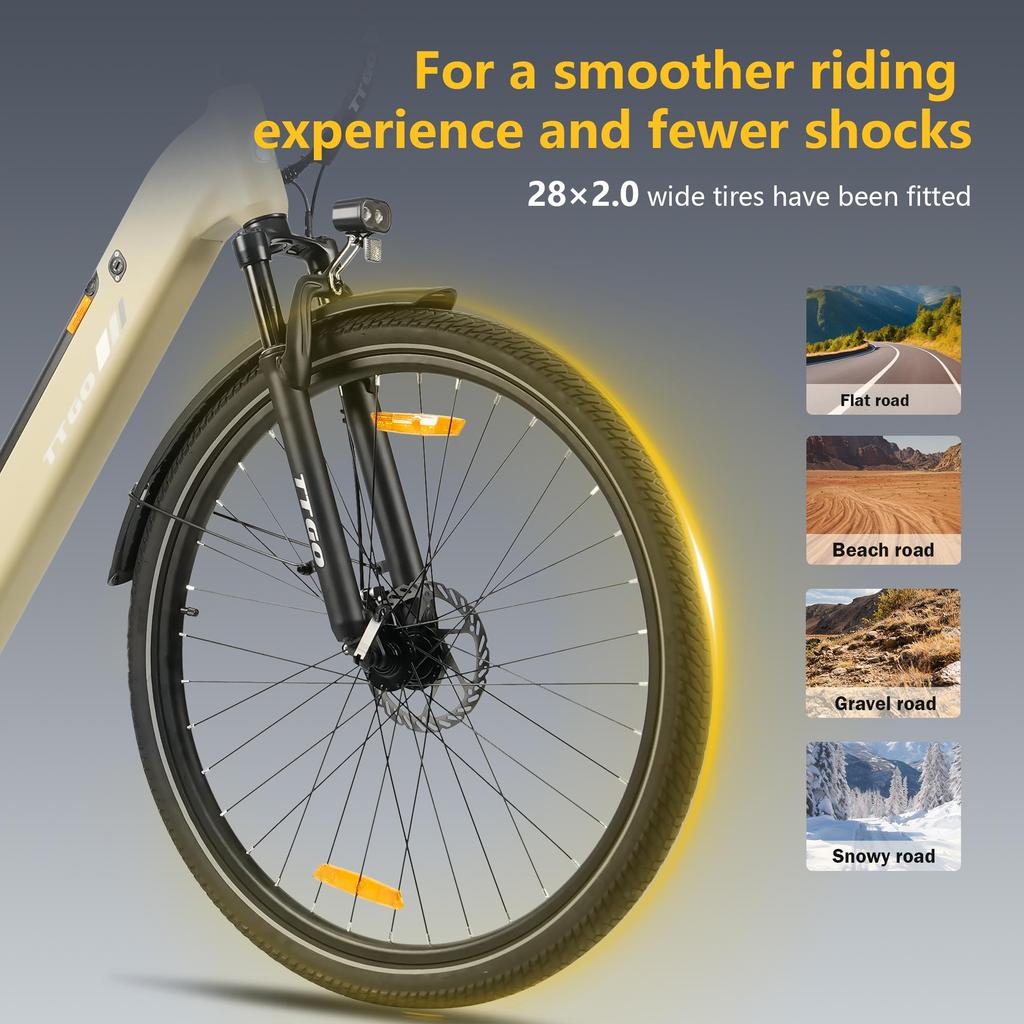 TTGO C3SE Electric Bicycle 25 km/h Speed 120 km Range 36V 18Ah Battery
