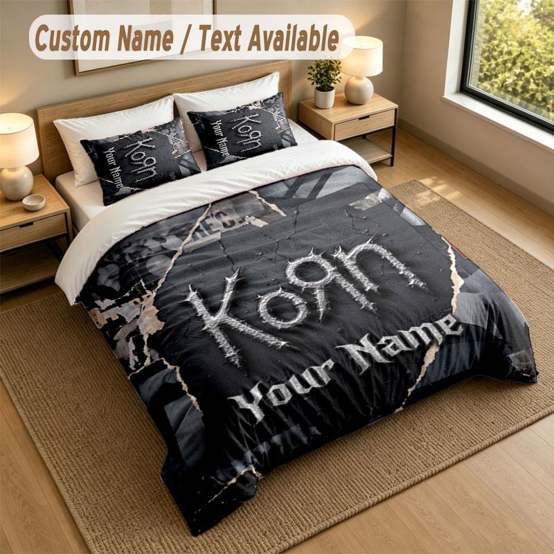 Bedding Set 1 Duvet Cover 2 Pillowcases Korn Print Soft Bed Linen Bedroom Decor