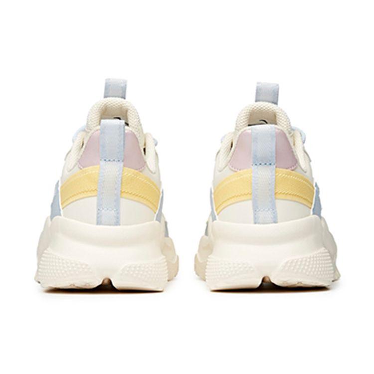 Anta Lifestyle Series Synthetic Leather Non-Slip Wear-Resistant Low-Top Dad Shoes Women Sneaker White Blue Yellow 922048823-3
