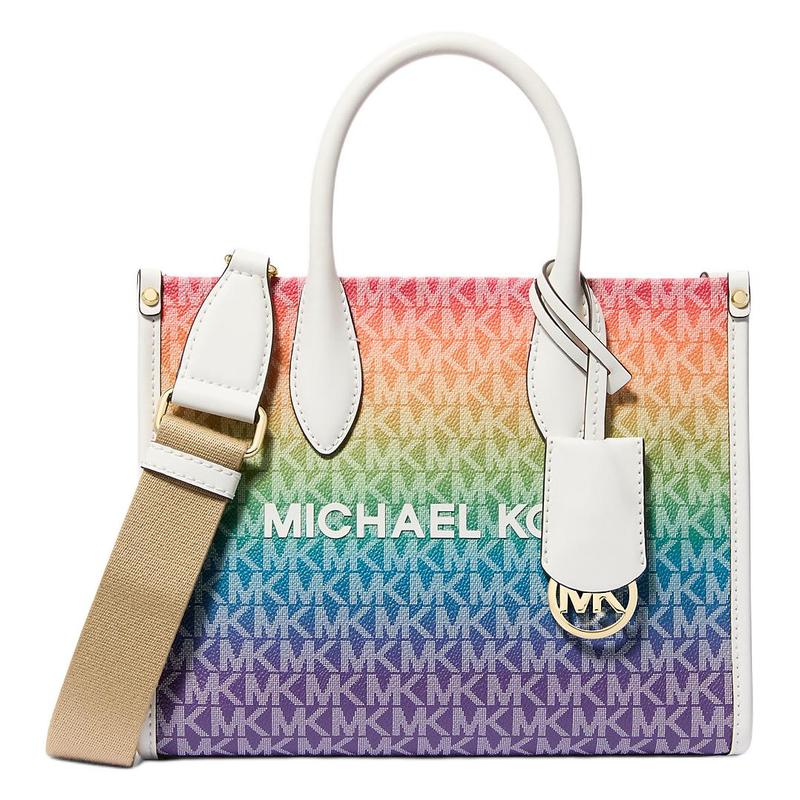 MICHAEL KORS Mirella Gold Hardware Coated Canvas Tote Bag Tote Bag Shopping Bag Shoulder Crossbody Handbag Small Women's Rainbow Color