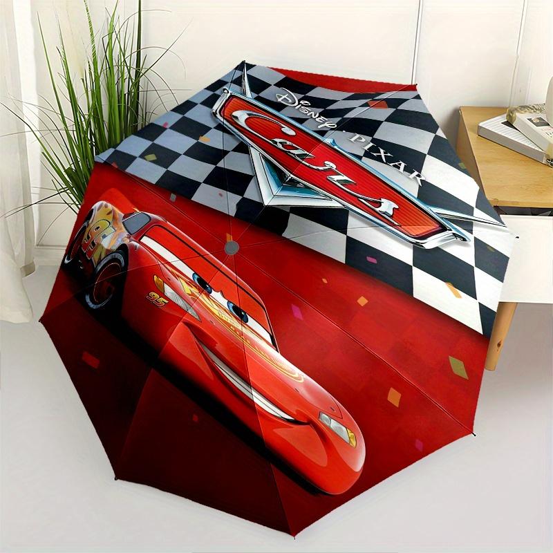 Lightning McQueen,Pixar Cars Automatic Folding Umbrella Simple 8 Rib Design, Bright Cartoon Pattern, Durable Iron Frame, Suitable For Trav
