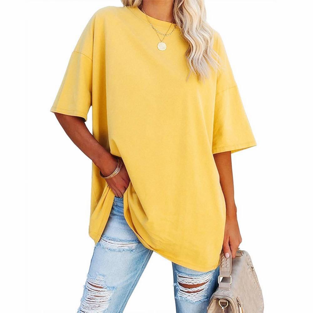 New 2024 European and American Loose Solid Color T-Shirt