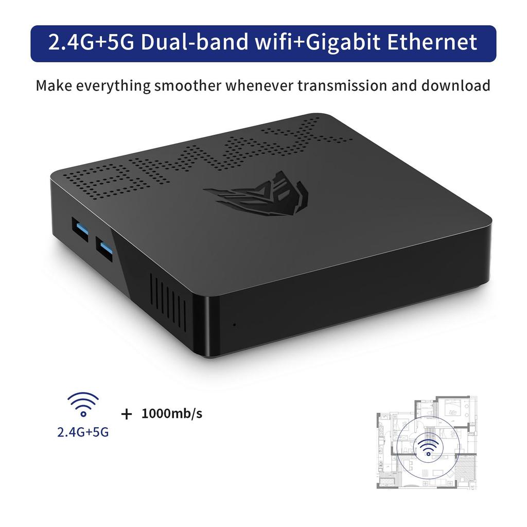 BMAX Мини-ПК B1 Intel Celeron J3060, двухъядерный, от 1,6 ГГц до 2,4 ГГц, 4 ГБ LPDDR3, 64 ГБ eMMC, графика Intel HD, Wi-Fi, Bluetooth