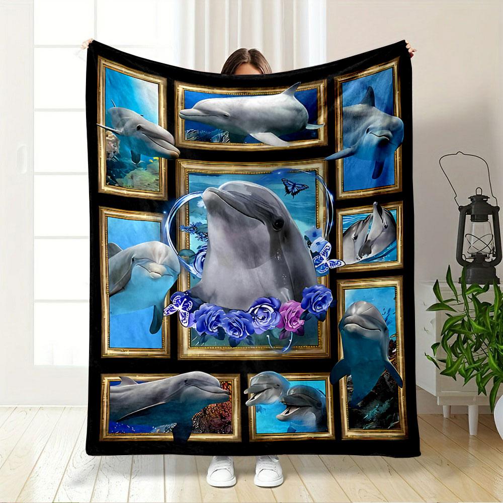 Dolphin Collage Blanket for all seasons blanket lunch break throw gift