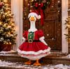 Christmas Porch Goose Outfit 23in Holiday Statue Dress Costume with Festive Winter Theme for Outdoor Yard Decoration