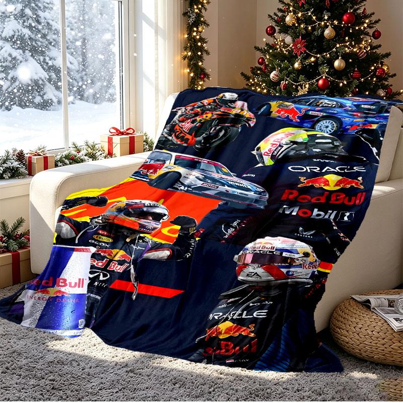 Red Bull Racing Pattern Blanket for Home Decoration, Bed, Sofa, Car Travel, Camping, Suitable for All Seasons, Birthday Christmas Gift