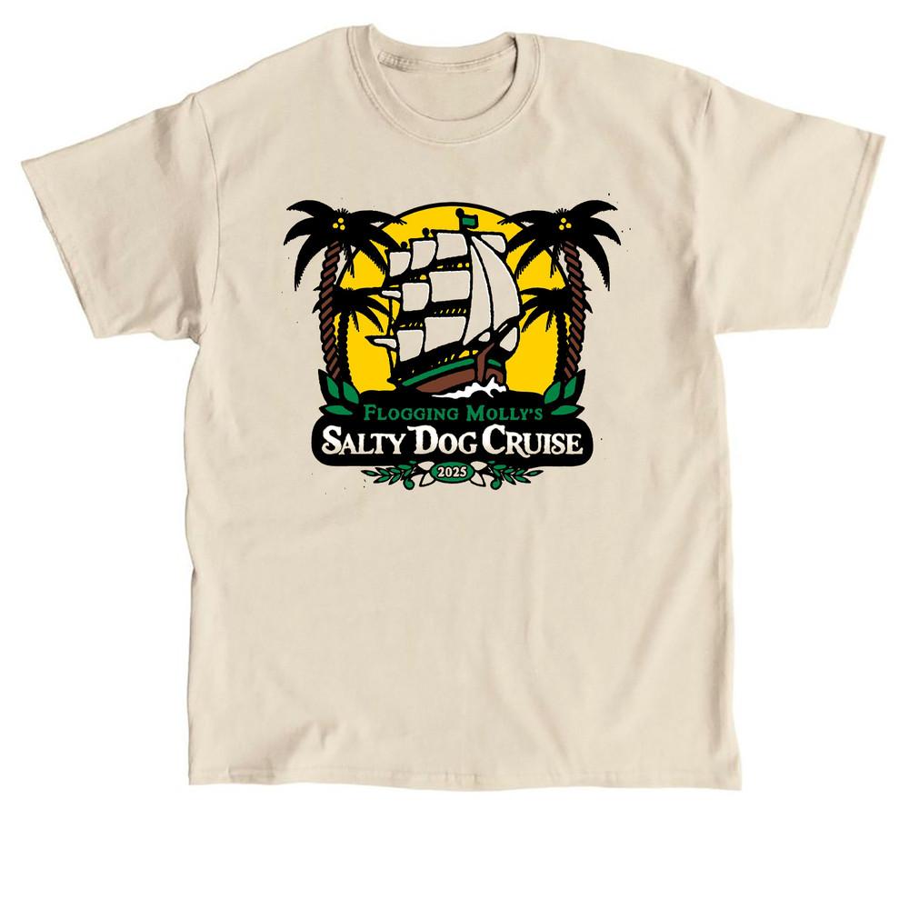 Редкая футболка Flogging Molly Salty Dog Cruise 2025 Песочная Все размеры OB999 Унисекс Футболка