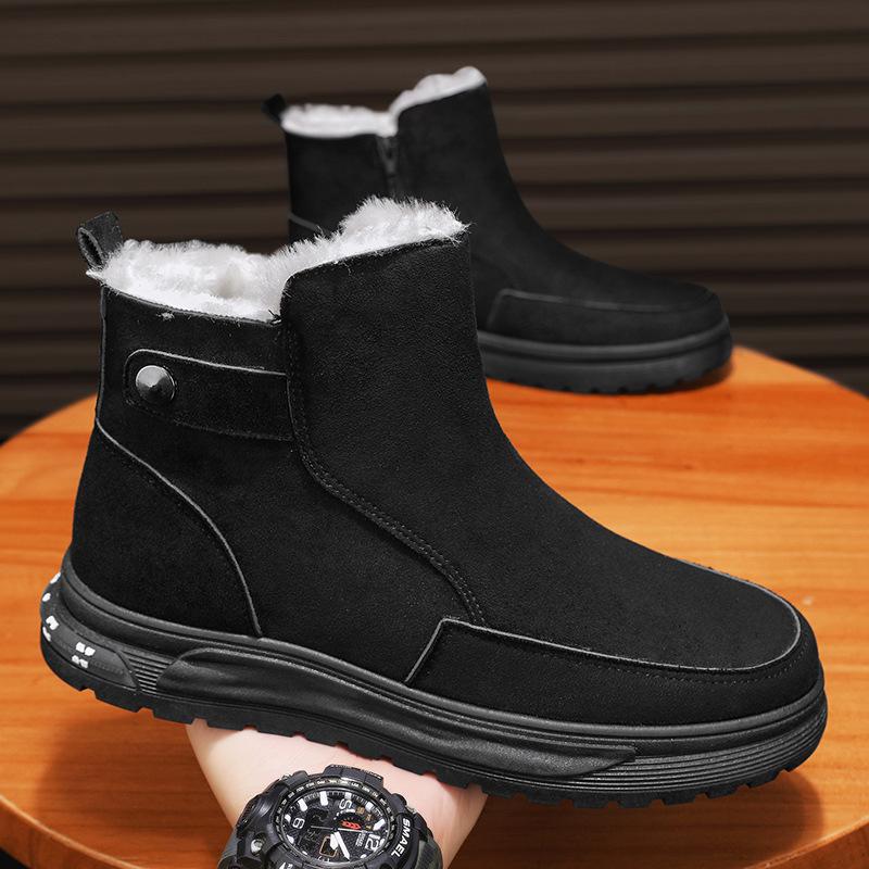 Winter High-top Men's Shoes Fleece Thickened Cotton Boots Fashion Snow Boots Casual Cotton Shoes Fur Integrated Martin Boots