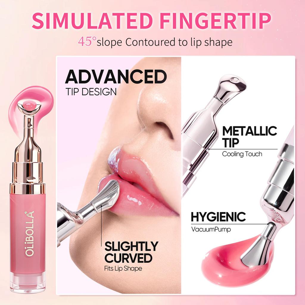 OLIBOLLA Mirror Lip Gloss with Metal Applicator, Moisturizing Lip Plumper, Fade Lip Lines, Lip Serum Cosmetics