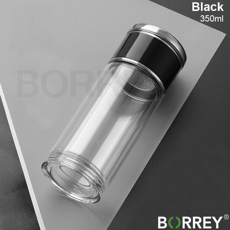 BORREY двойная стеклянная бутылка для заварки чая, фильтр для разделения чая, высококачественная стеклянная бутылка для воды, герметичный экологически чистый стакан для чая
