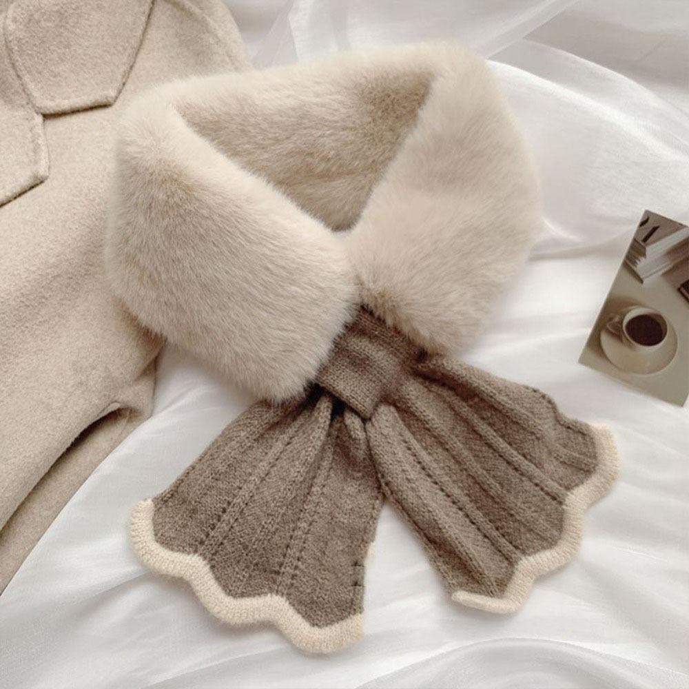 Windproof Neck Scarves Cross Wool Collar Elegant Plush Scarfs  Winter