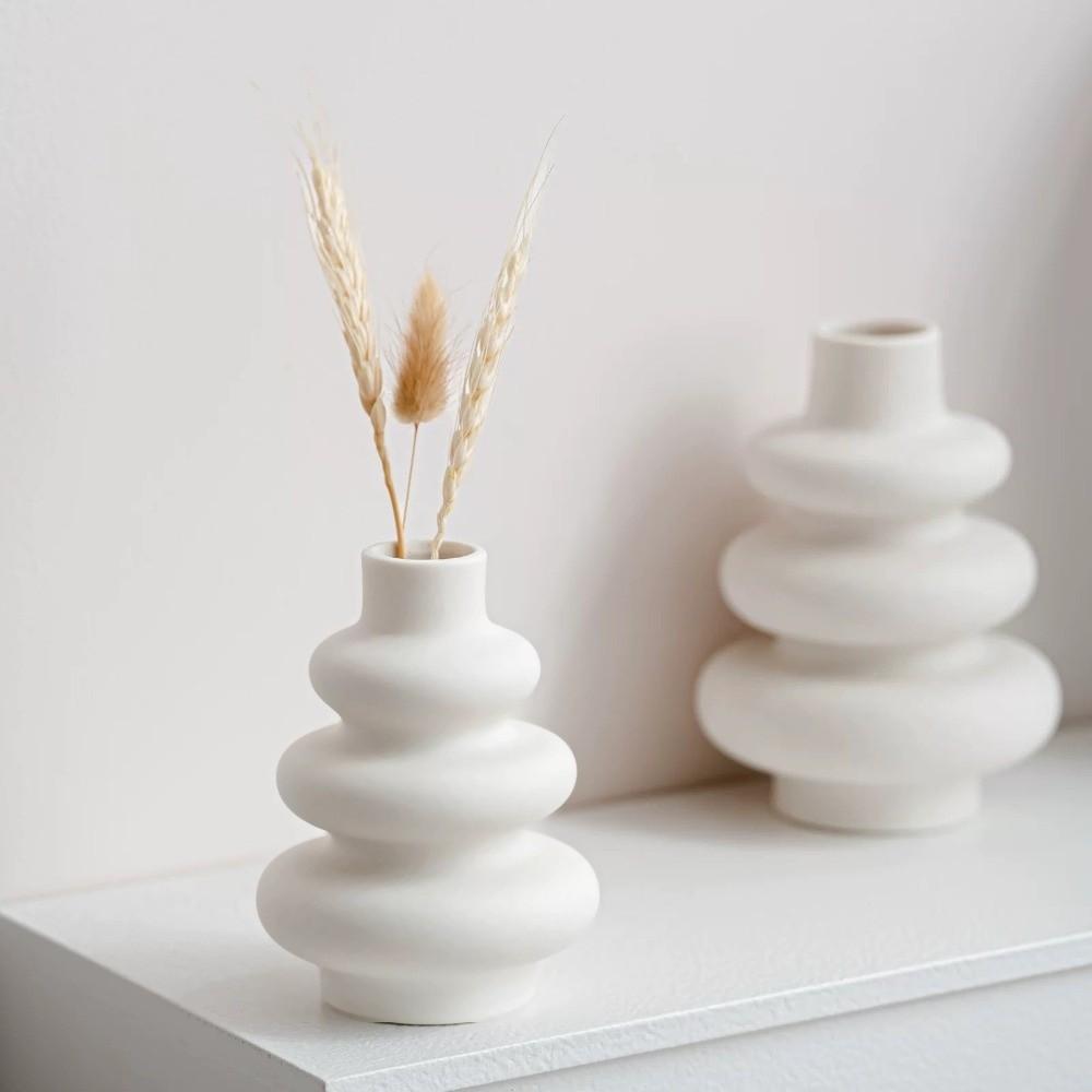 Decorative Plastic White Vase Simple Home Desktop Ornaments New Nordic Flower Vase Table Decor