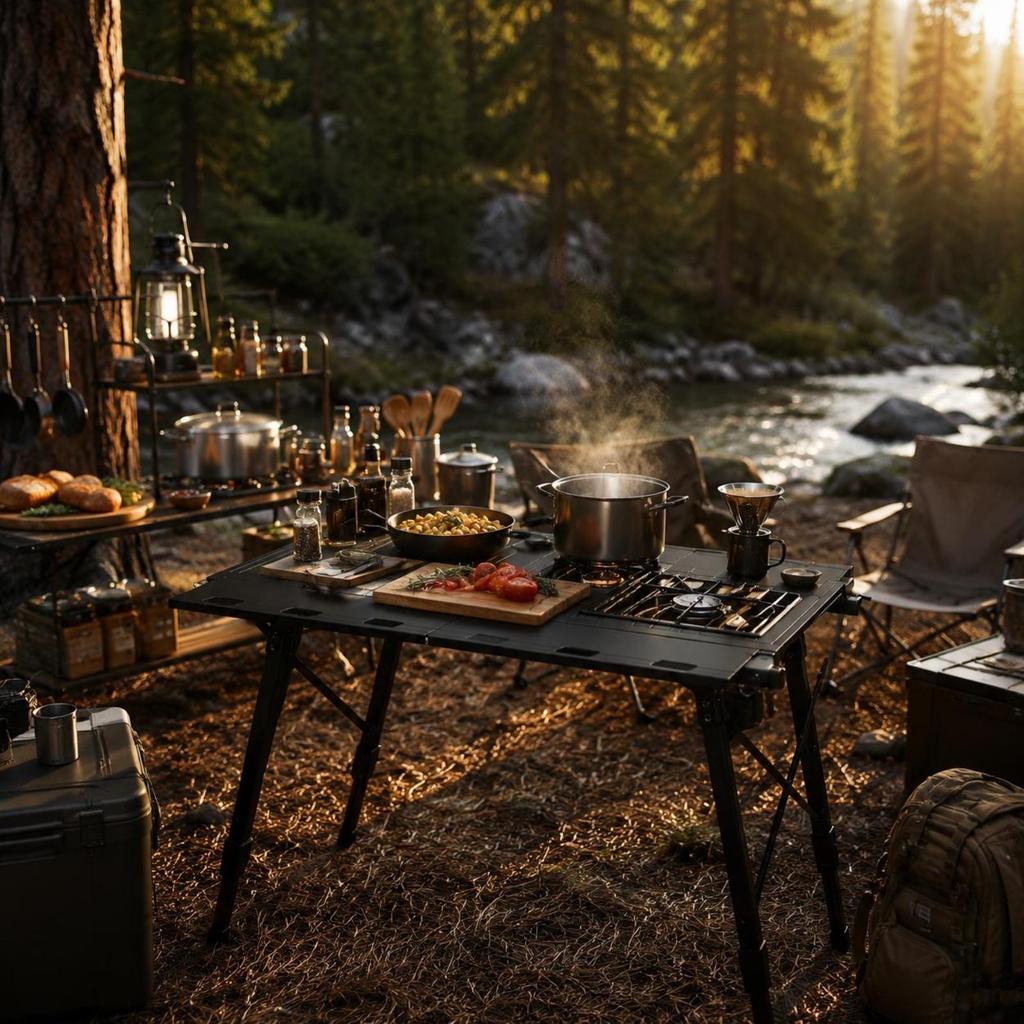 Camping Kitchen Table Lightweight Cooktop Cooking Surface Space-Saving Storage