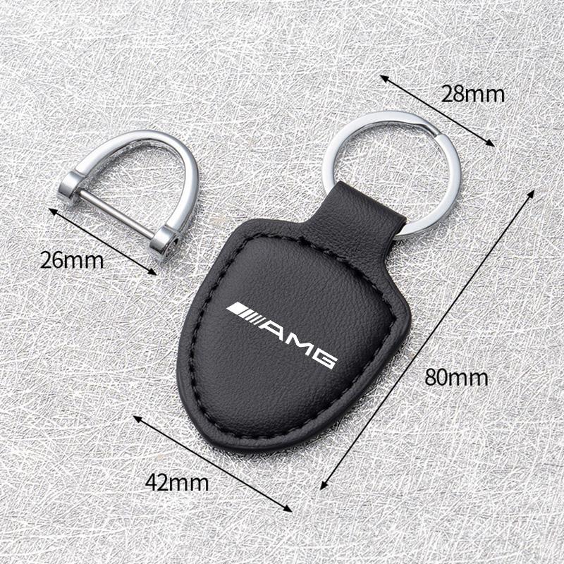 Car Leather Key Chain Ring Luxury Shield Keychain Tire Valve Cap For Mercedes Benz AMG GLE GLS CLA CLE GLC CLS GLA W223 W213 WI3