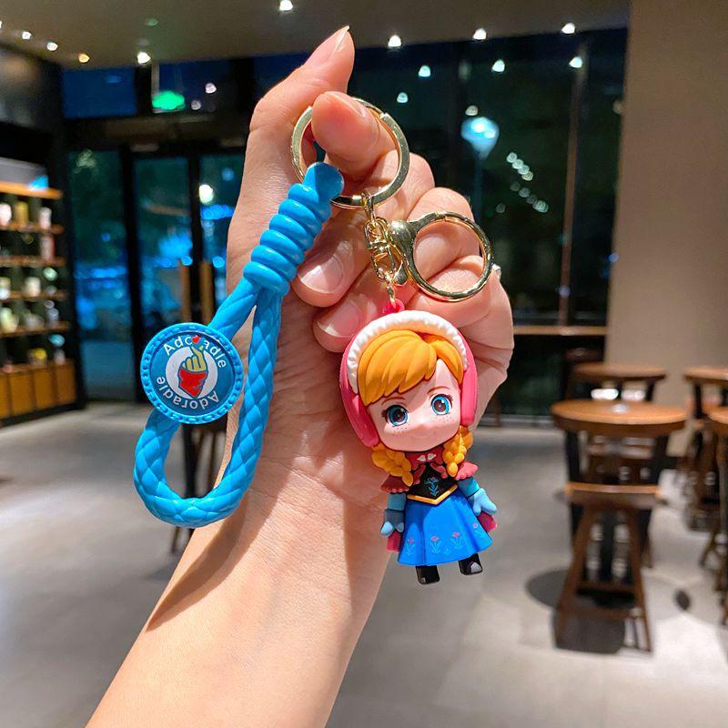 Frozen Keychain Princess Elsa Doll Anna Schoolbag Car Key Pendant Doll Claw Machine Small Gift