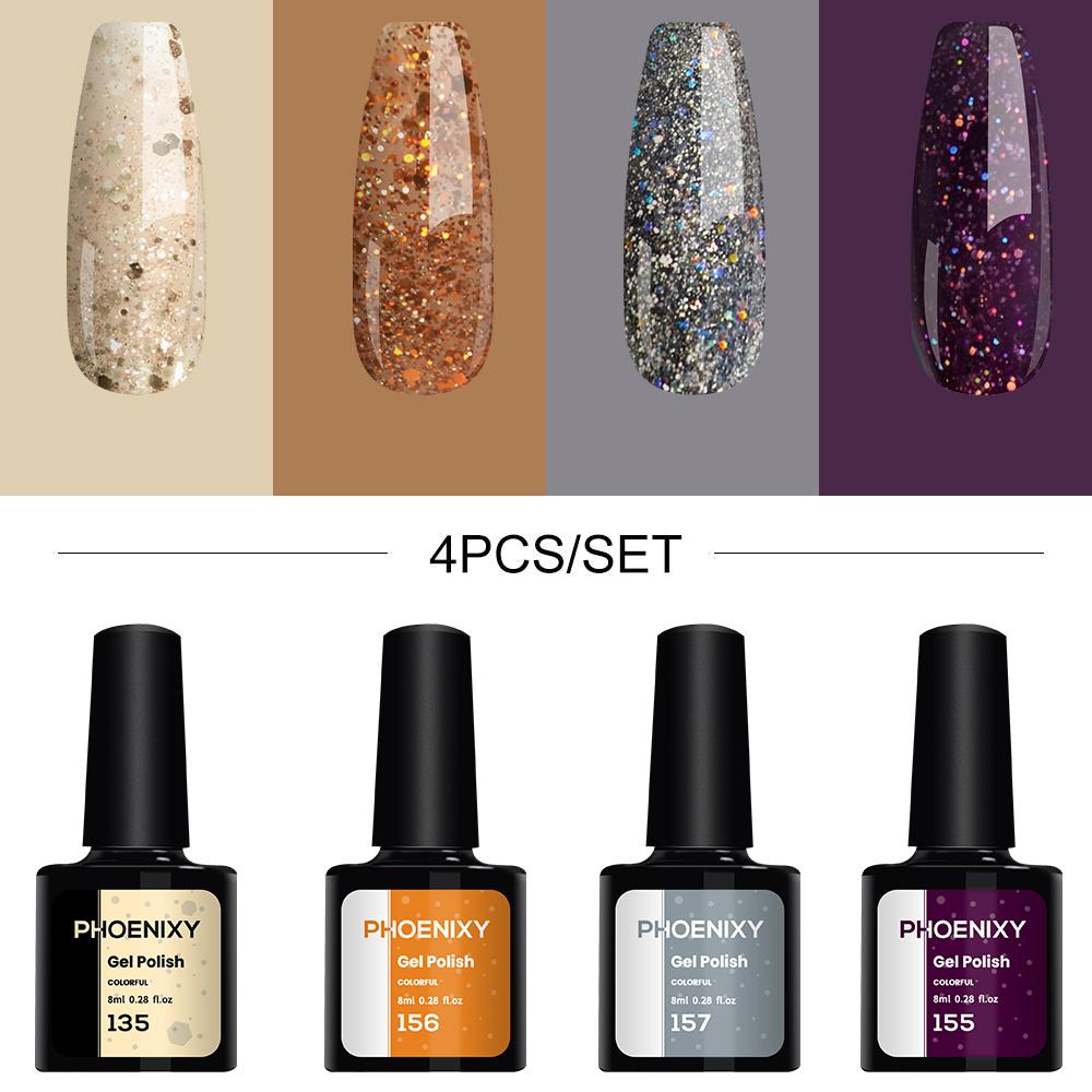 Набор полуперманентного гель-лака для ногтей PHOENIXY из 4шт