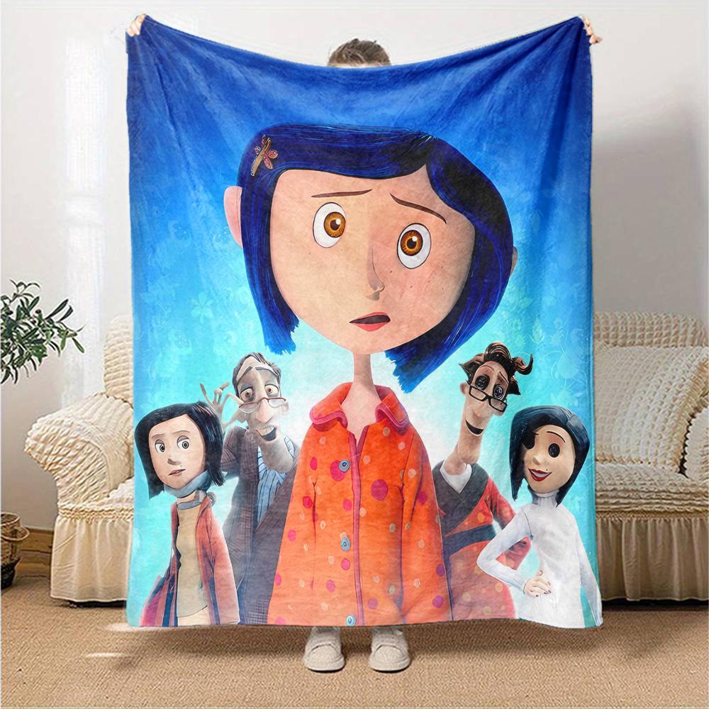 1pc Coraline (3) Blanket, Gift, for Men and Women, Soft Blanket, Good for Sofa Bed Couch Travel, Lightweight Flannel Blanket